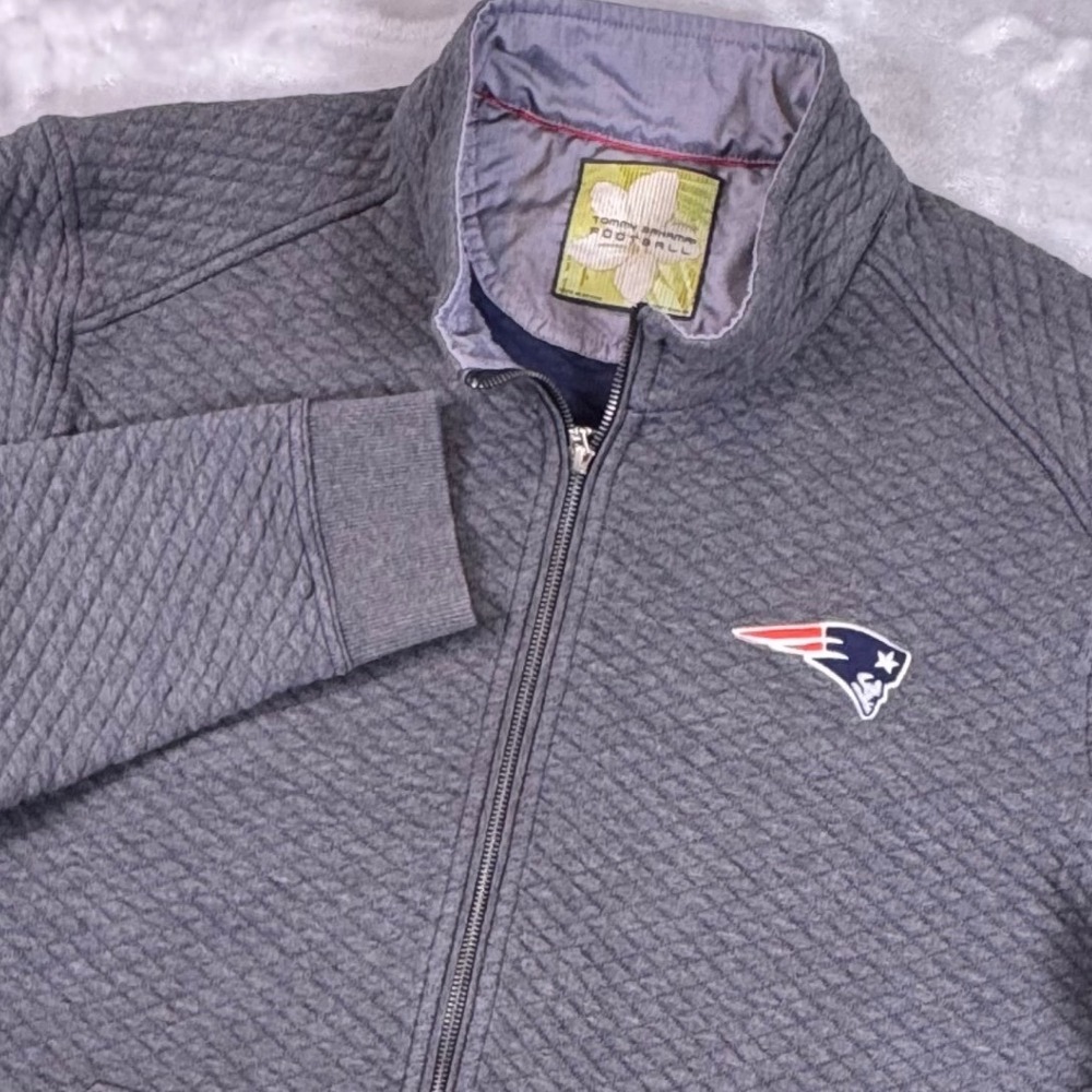 Tommy Bahama New England Patriots Gray Quilted Full Zip Sweatshirt XXL Mens